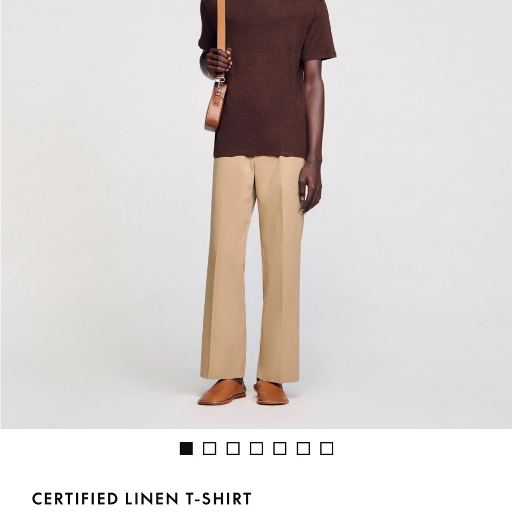 Sandro Paris - Brown Linen T-Shirt - Size M NWT